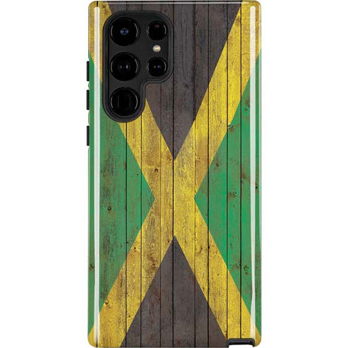 Jamaican Flag Dark Wood Galaxy S25 Ultra Impact Case